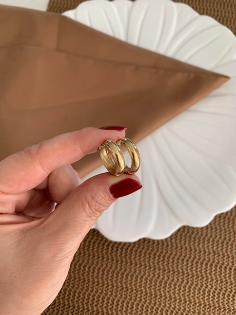 Çelik Gold Bombeli Halka Küpe